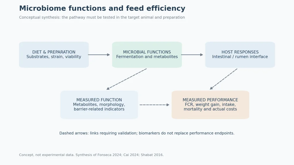 Conceptual connections among microbial functions, host responses and feed-efficiency measurements